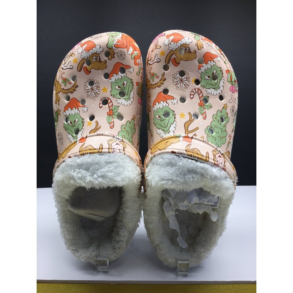Crocs Classic Lined Clogs Men's Size 9 Women's Size 10.5 Christmas Grinch Design